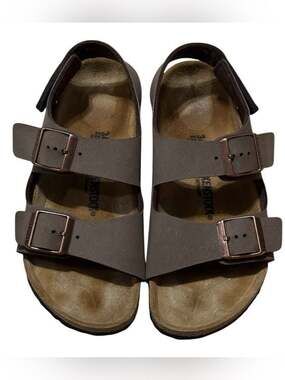 Birkenstock Brown Suede Footbed Sandals